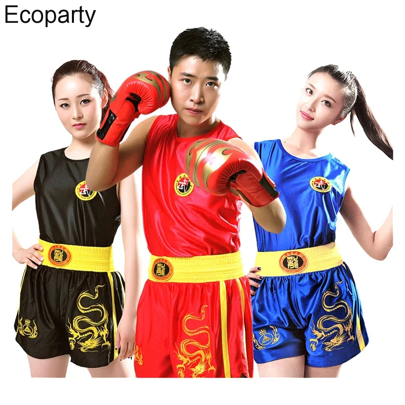 Adult Kids Traditional Chinese Style Sanda Kung Fu Uniform Suit Breathable Boxing Muay Thai Martial Arts Performance Costume