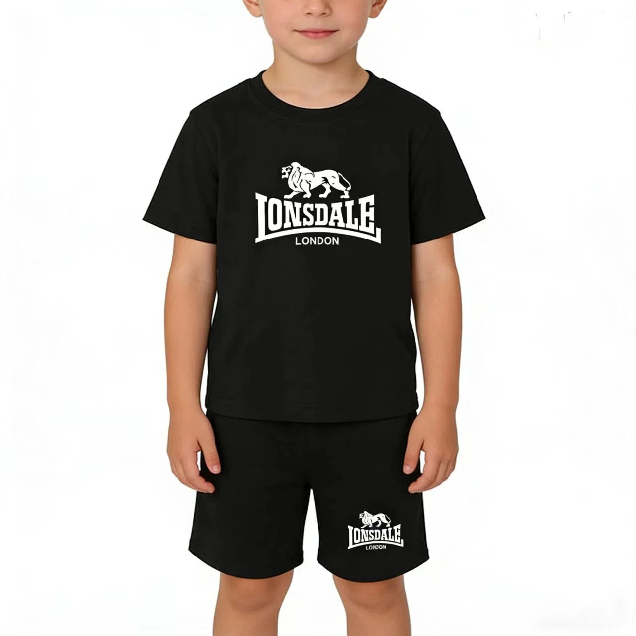 

Children Quick-Dry Sports Set Summer Letter Print Short Sleeve Tee + Shorts Casual Jogging Outfit 3-12 Years