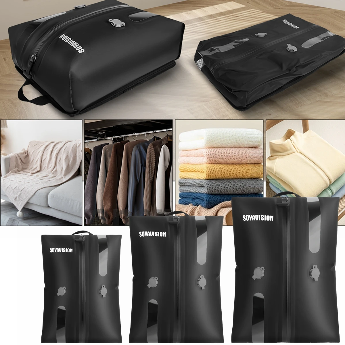 Travel Vacuum Bag Reusable Storage Bag Folding Outdoor Travel Compression Bag For Suitcases Backpack Luggage