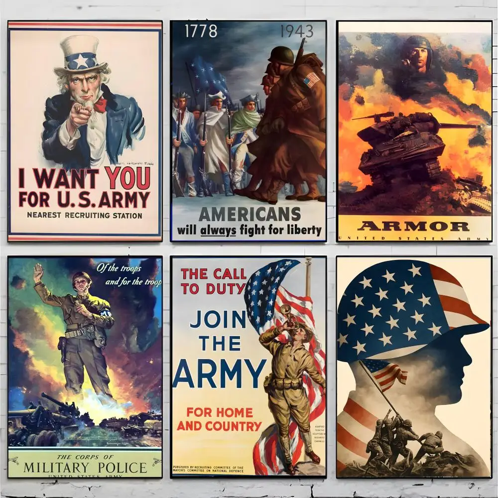 military vintage art U-United States Army Poster Premium Decor Art & Gift for Household Lounge Home Ornaments