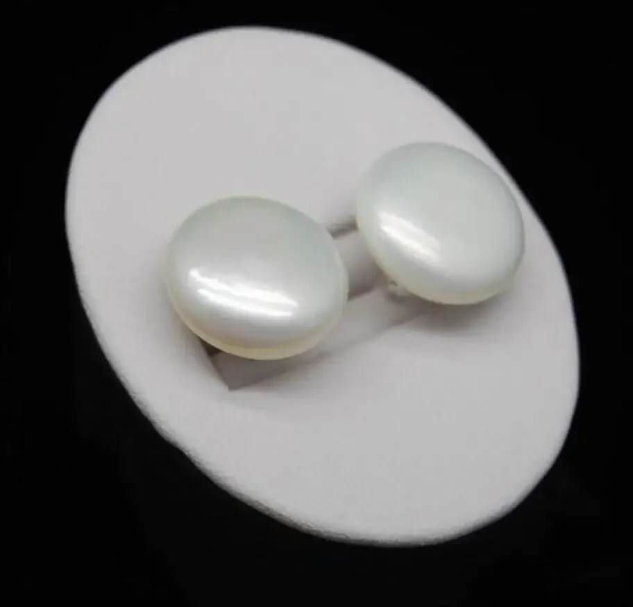 

Beautiful 12-13mm white coin pearl 925 Silver earrings