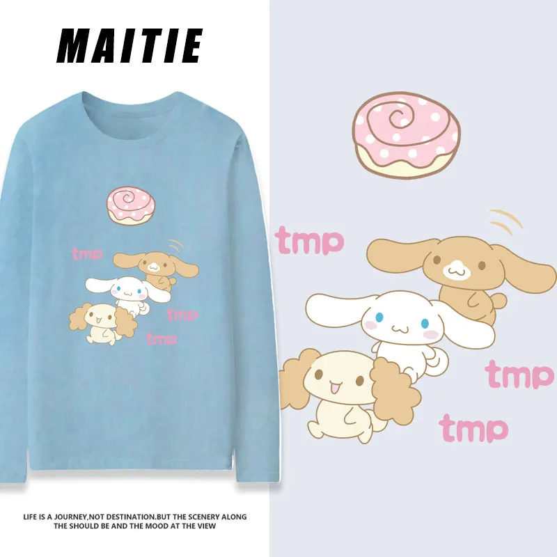 Cartoon Jade Guigou Co branded Long sleeved T-shirt Women's Pure Cotton Instagram Trendy Girls Sanrio Top Children's Clothing