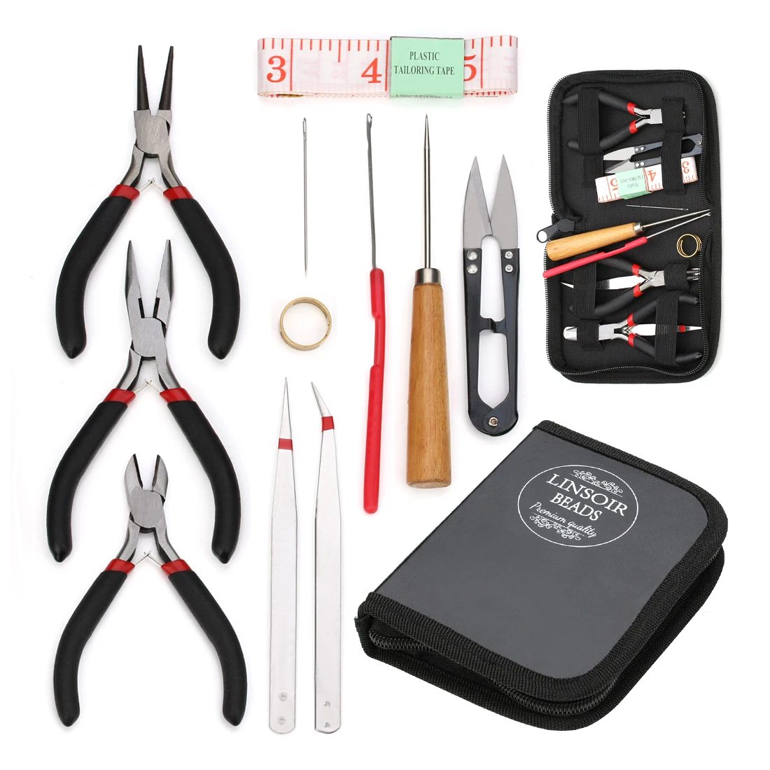 1 Pack Jewelry Making Supplies Kits with Jewelry Pliers Jump Ring Opener Awl Thread Scissors Helping Hands for Jewelry Repair