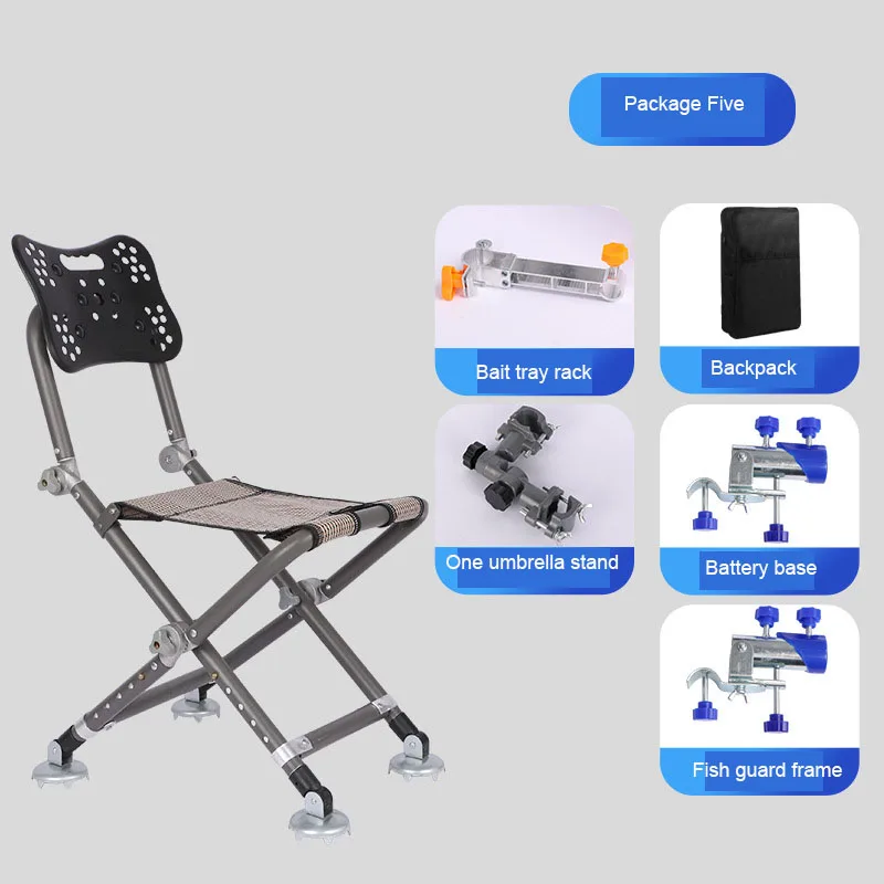 Folding All-Terrain Fishing Chair Strong Load-Bearing Waterproof Seat 180°Adjustable Backrest 4Legs Recliner For Outdoor Rest