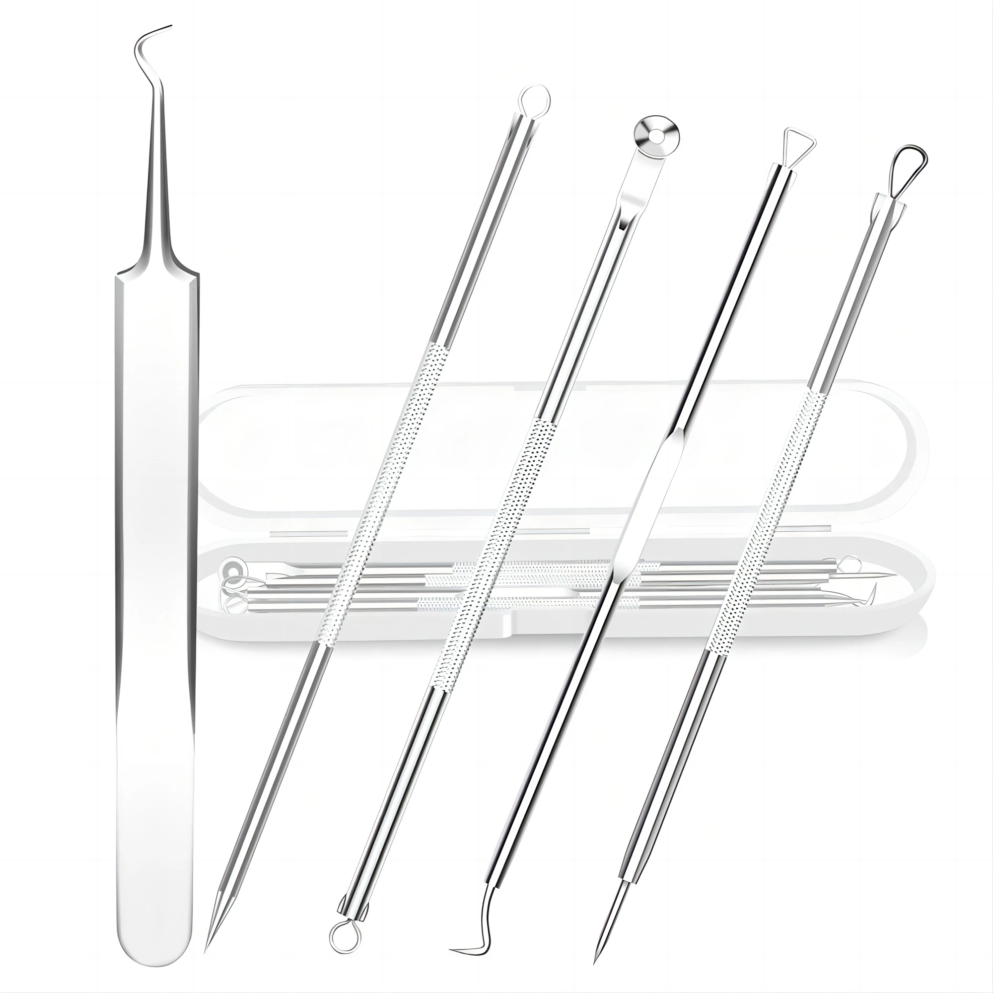 5 PCS Blackhead Remover Comedones Extractor Acne Removal Kit for Blemish, Whitehead Popping, Zit Removing for Nose Face Tools