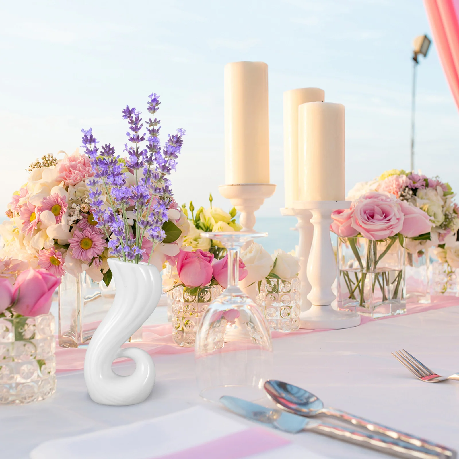 

2Pcs Ceramic Vases Elegant Flower Arrangement Container Dining Table Decoration Porcelain Flower Pots Desktop Ornament Home