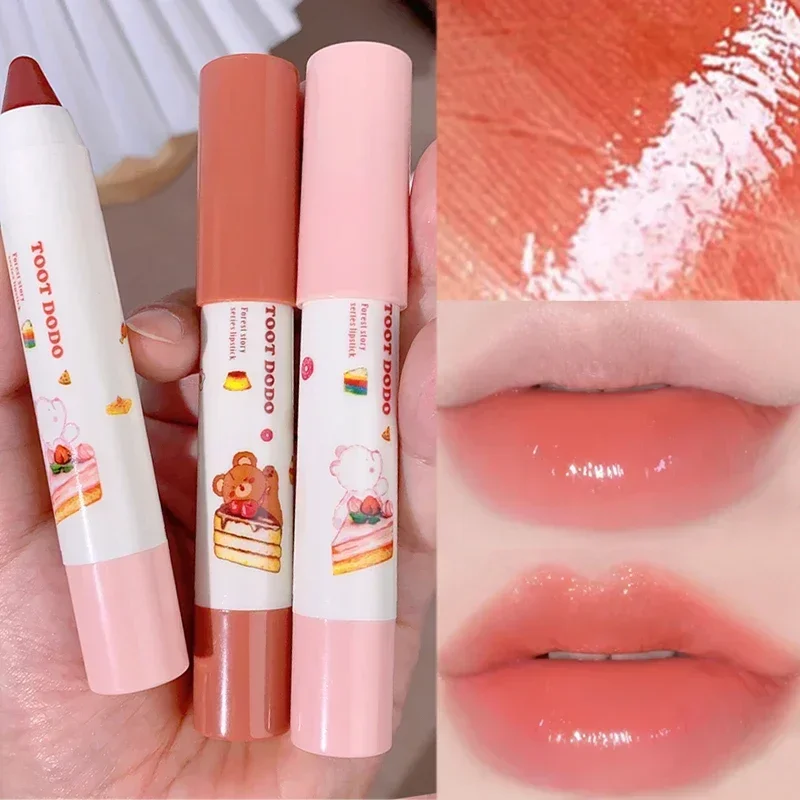 Color Rendering Crayon Lipstick 6 Colors Mirror Moisturizing Lasting Water Light Lip Blam Pen Non-stick Cup Lips Makeup Cosmetic