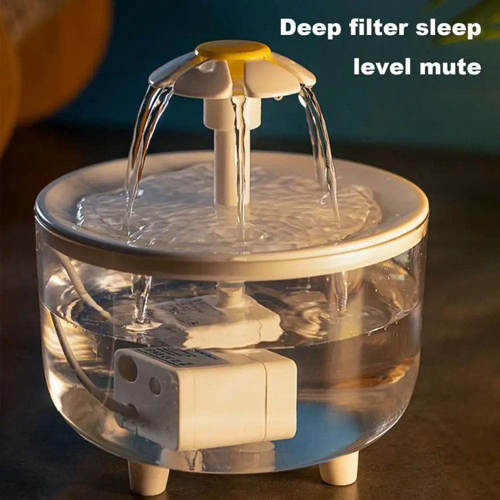 2L Cat Water Dispenser Circulating Filter Fountain Cage Birdbath for Indoor Parrots Lovebirds Cockatiels Detachable Bird Bath