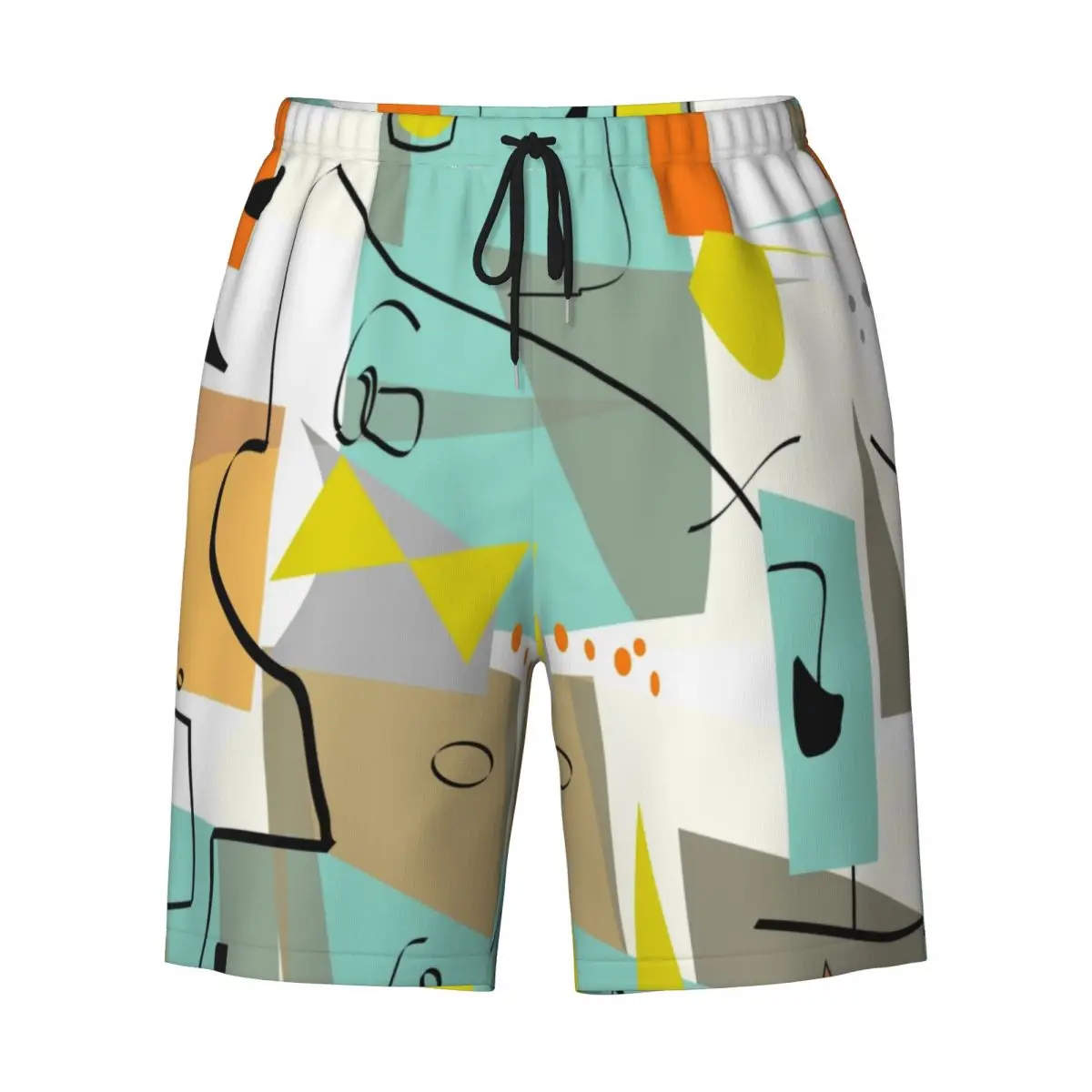 Custom meados do século moderna arte abstrata nadar troncos para homens, Quick Dry Board Shorts, ternos de banho geométricos minimalistas, boardshorts