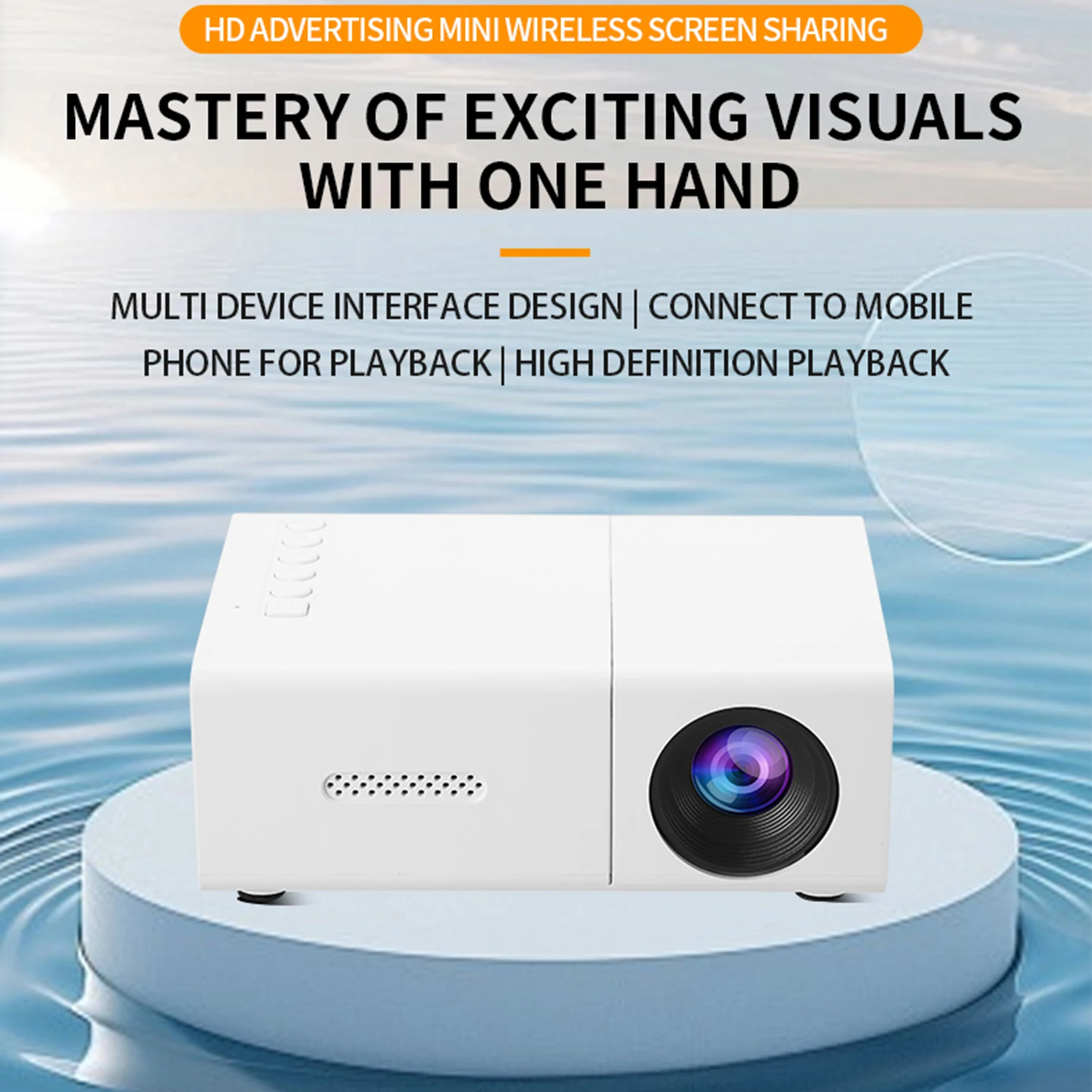 

Movie Projector 1080P HD Low Noise Cooling Fan 1920x1080 Resolution 6000lm 10000:1 Contrast Movie Projector for Laptop Home