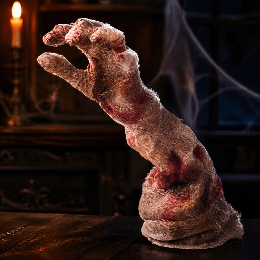 Electric Induction Shaking Hand Ornament Realistic Looking Bloody Fabric Halloween Induction Ornament Sensitive Sensor Control