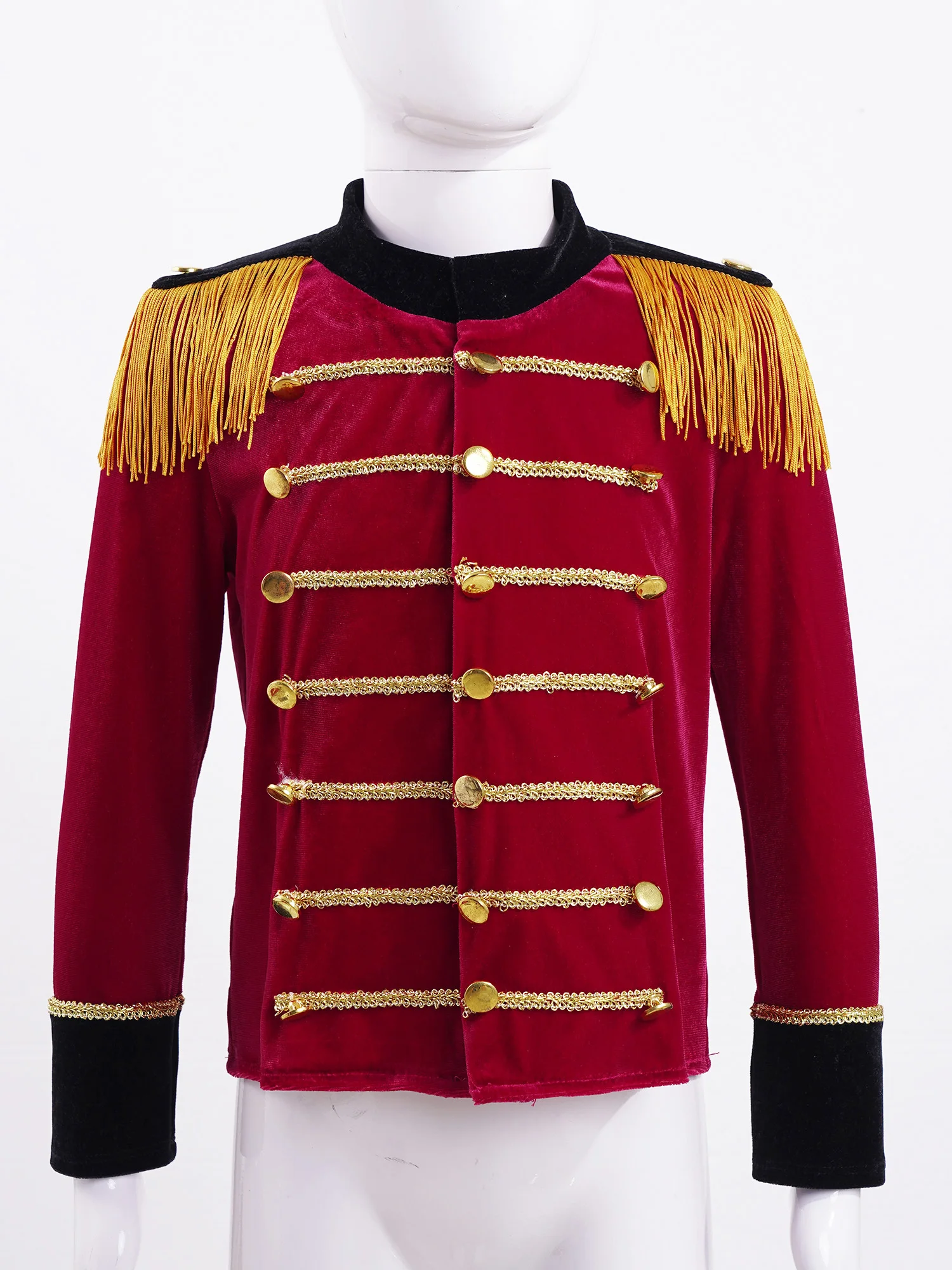 Kids Boys Tassel Circus Ringmaster Jacket Coat Honor Guard Uniform Set Drum Trumpet Team Performance Tailcoat Tops+Hat outfit