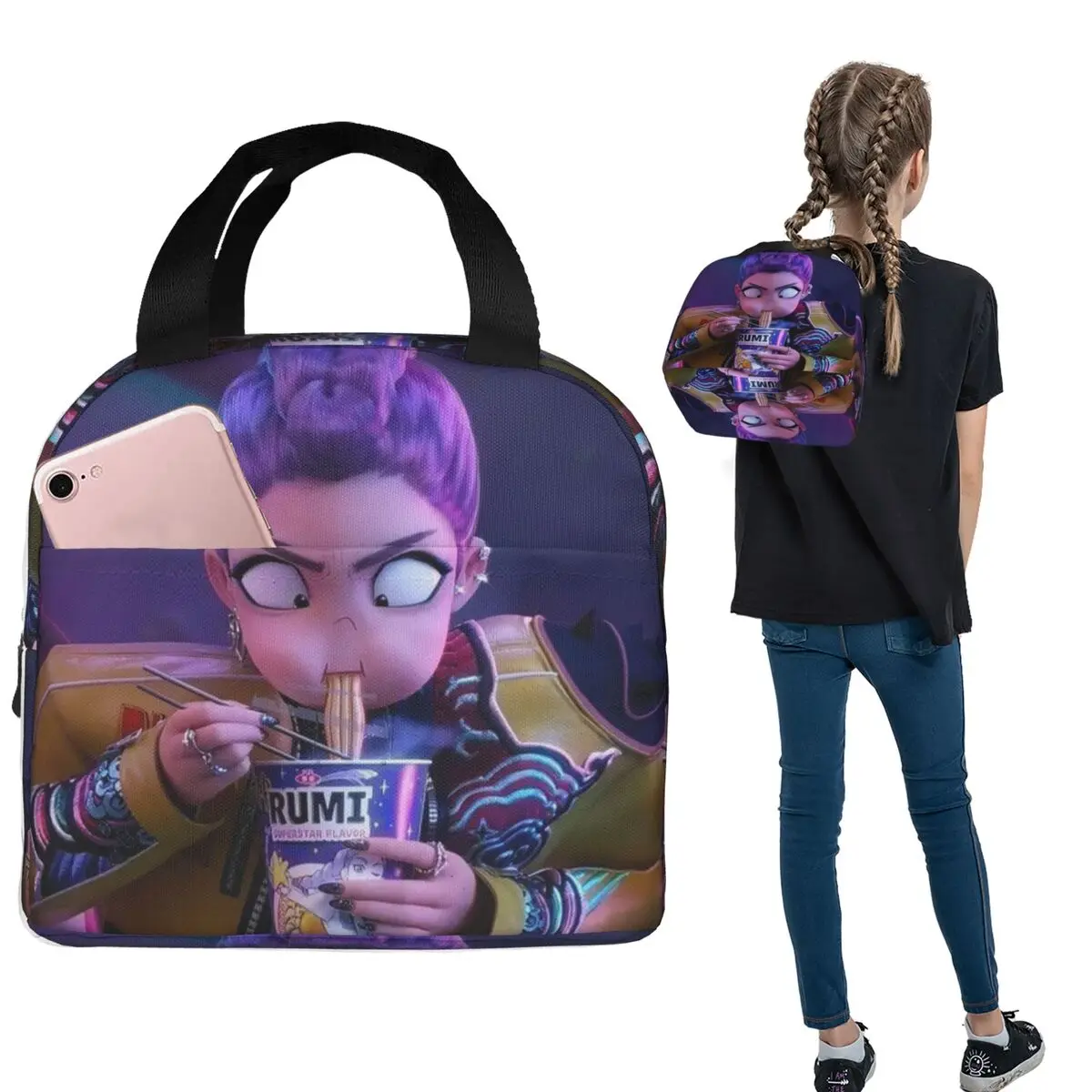 

KPop Demon Hunters Huntrix Lunch Bags Insulated Bento Box Portable Lunch Tote Resuable Cooler Thermal Bag for Woman Girl Travel