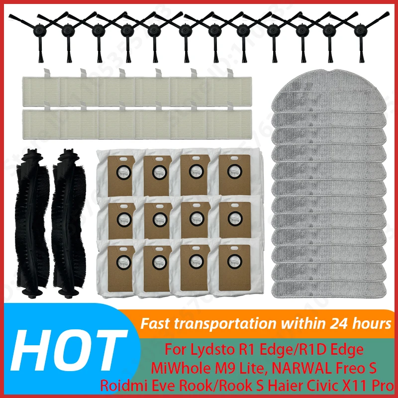 For Lydsto R1 Edge/R1D Edge, MiWhole M9 Lite, NARWAL Freo S, Roidmi Eve Rook/Rook S, Haier Civic X11 Pro Brush Filter Bag Cloth