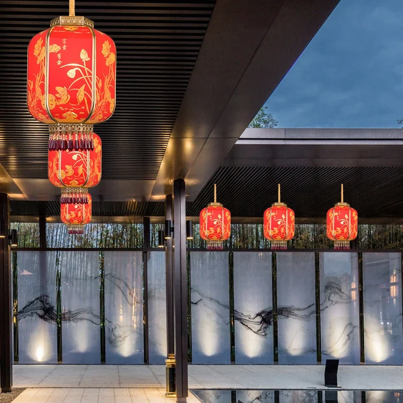 Chinese palace lamp, red lantern, all copper waterproof outdoor restaurant, balcony, corridor