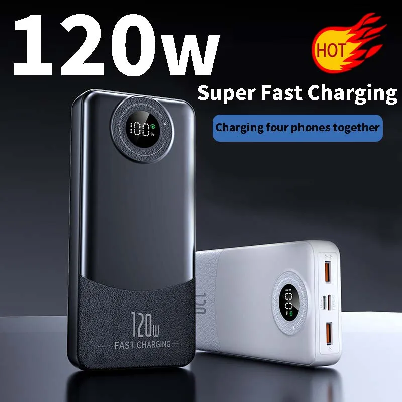 120W Fast Charging Charger 30000mAh Large Capacity Power Bank Portable Mobile Power External Battery For iphone XIAOMI HUAWEI