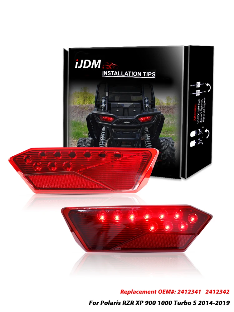 Tail Lights LED Red Lens Rear Brake Driving Lights Lamps Replacement For 2014-2019 Polaris RZR 1000 900 XP 4 Turbo Taillights