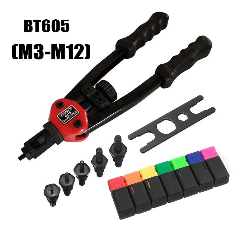 BT605 BT607 Manual Rivet Gun Nut Tool M3-m12 Threaded Nut Rivet Kit