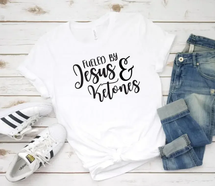 New Summer Casual Yong Girl Top Tee Fueled by Jesus & Ketones Women tshirt Casual Cotton Hipster Funny t-shirt For Lady