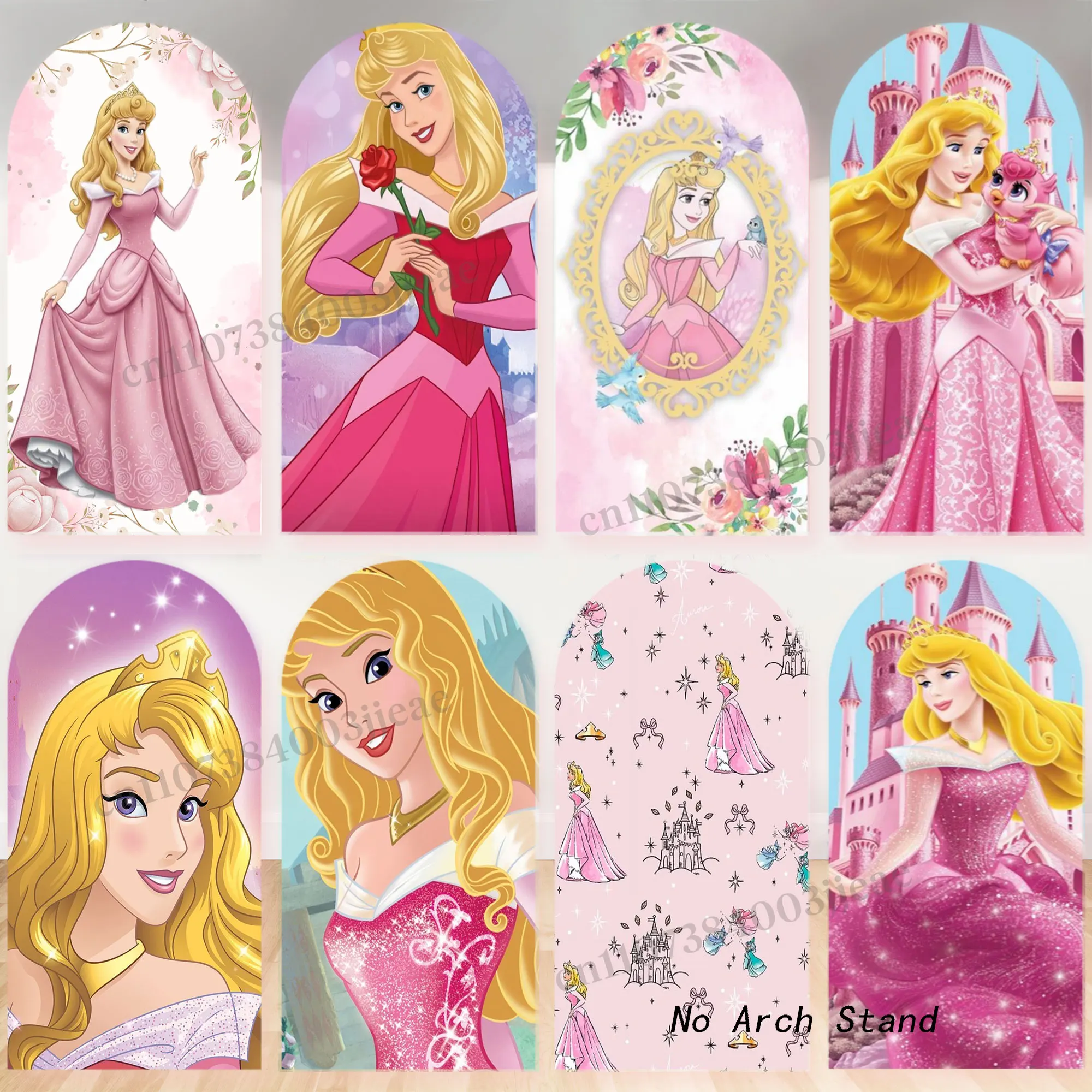 Toile de fond Arch Sleeping Beauty pour fête d'anniversaire de fille, décoration princesse rose, bannière de baby shower, accessoire de photographie