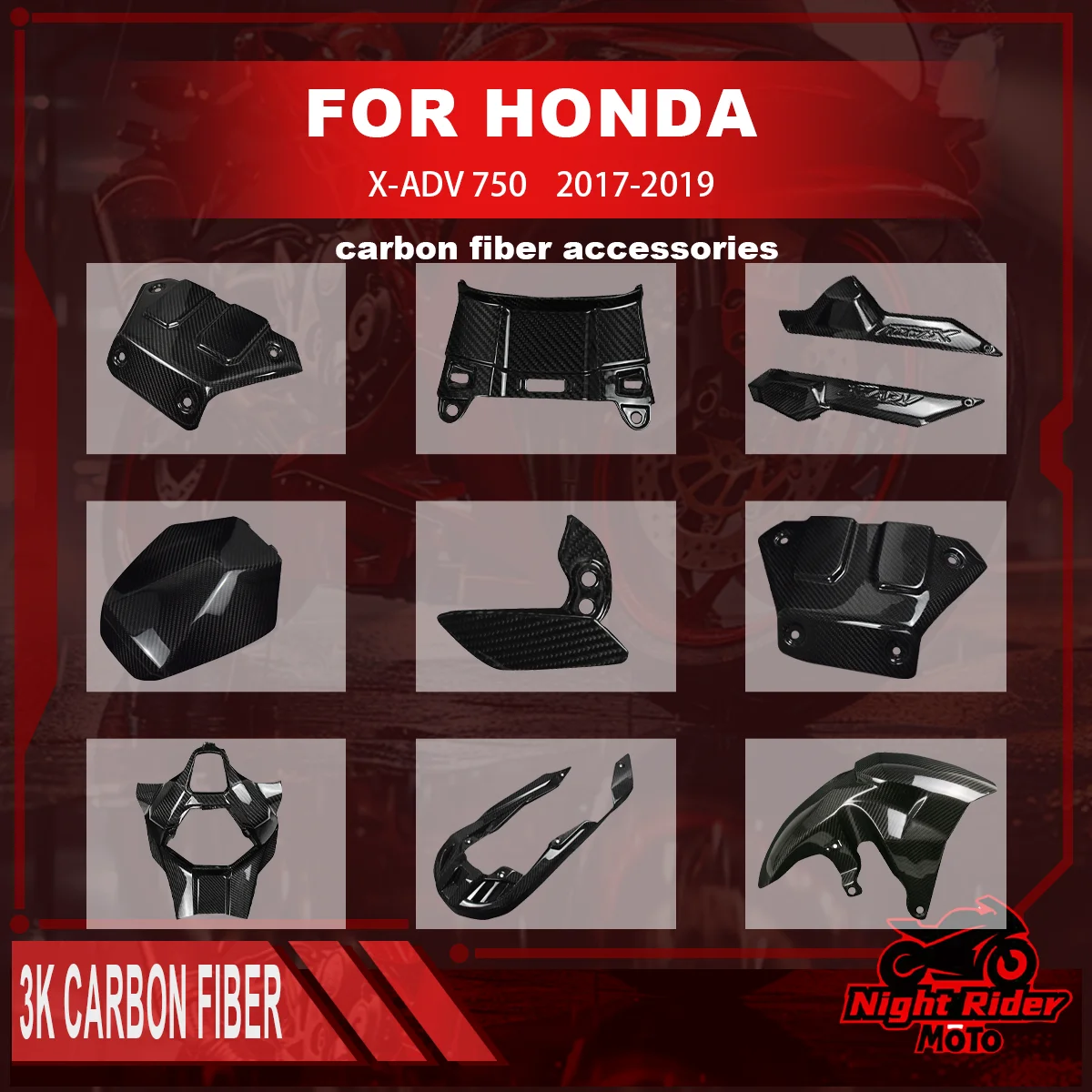For HONDA X-ADV 750 2017 2018 2019 Motorcycle 100% Carbon Fiber Tank Center Panel Tail Center Piece Motorcycle Accessories