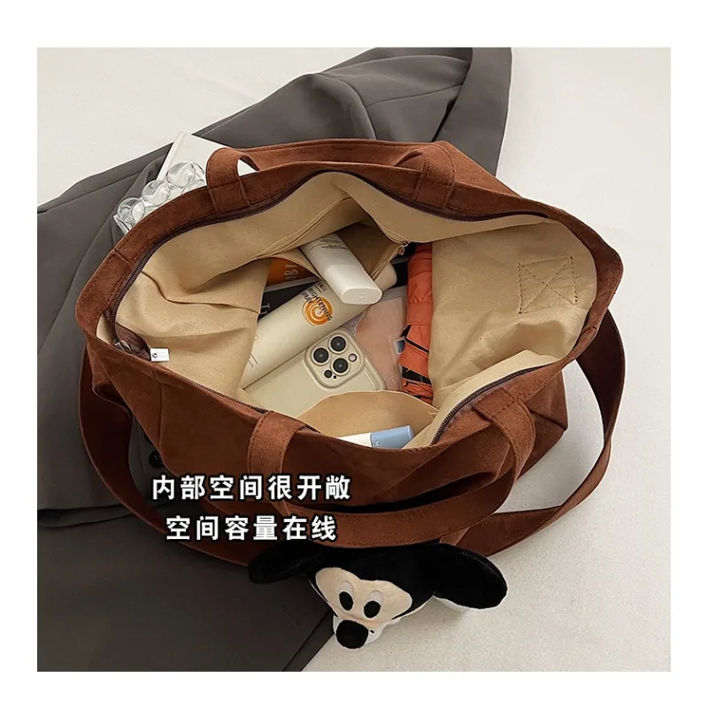 Design-Einkaufstasche mit Mickey-Print, großes Fassungsvermögen, Retro-Umhängetasche für den täglichen Weg zur Arbeit, Schule, Herbst und Winter, Damen