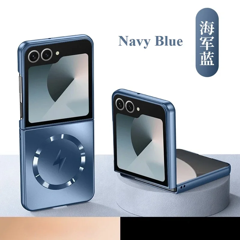 Luxuriöse, ultradünne, magnetische Lade-Handyhülle für Samsung Galaxy Z Flip 7, 6, 5, 4, 3, metallisch, einfarbig, Anti-Fall-Schutzhülle – Detail 3