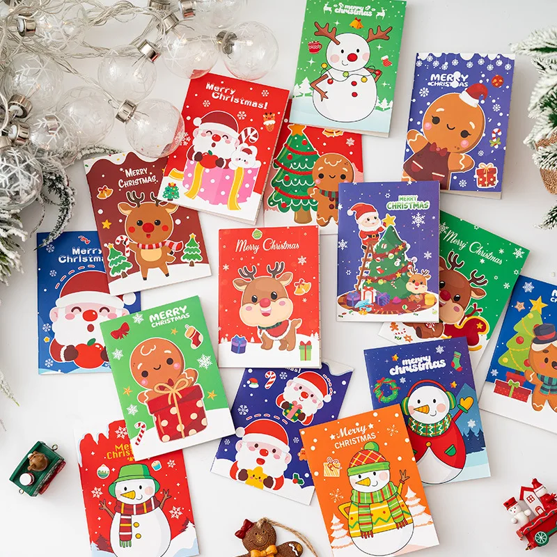 20pcs Christmas  Mini Notebook Christmas ThemeDecoration Pocket Portable Notepad Children's Small Prize Booklet