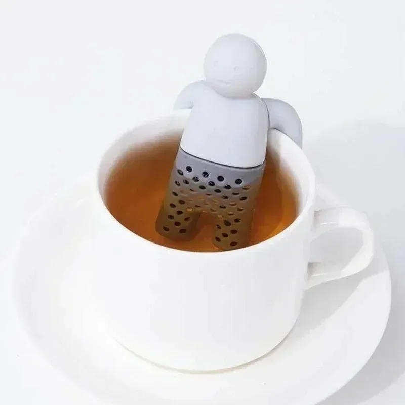 Nueva bolsa de té Tea Man, bolsa de té de silicona de calidad alimentaria, bolsa de té con filtro de fugas de té en forma de persona pequeña
