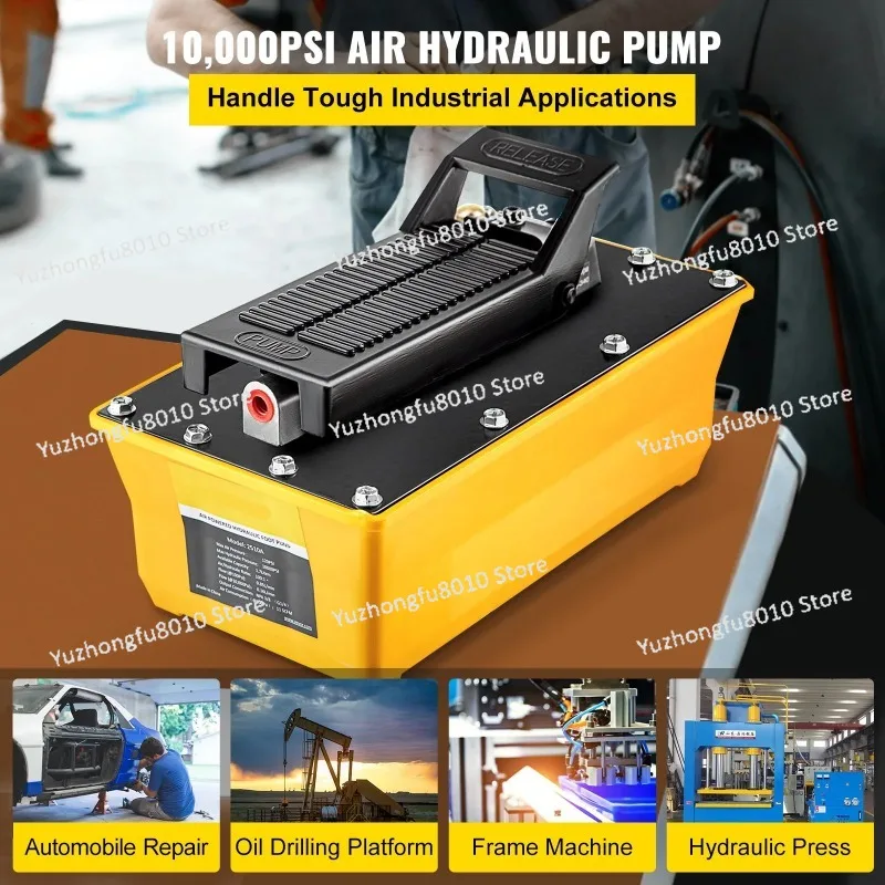 Air Hydraulic Pump, 10,000 PSI Hydraulic Foot Pump, 0.6 Gal Reservoir Foot Operated Air/Hydraulic Pump Rigging, Auto Repair