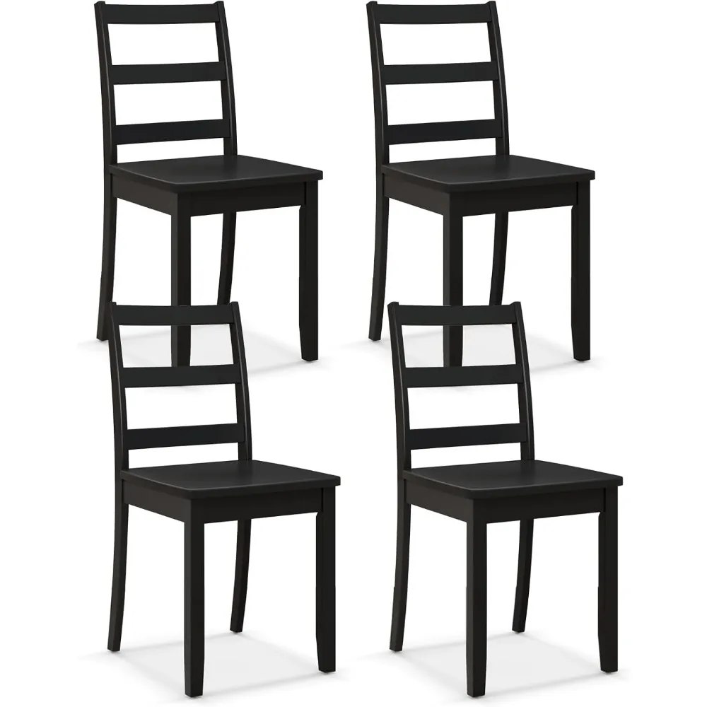 Dining Chairs Set of 4 - Wooden Armless Kitchen Chairs with Solid Rubber Wood Legs, Non-Slip Foot Pads, Max Load 400 Lbs, Chair