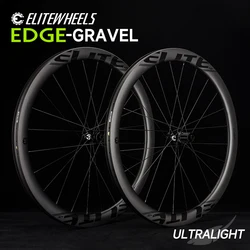 ELITEWHEELS EDGE Ruote da ghiaia ultraleggere 1356g Ala 20 raggi per bici da corsa Disco da strada Set di ruote in carbonio RIM Profondità 45mm