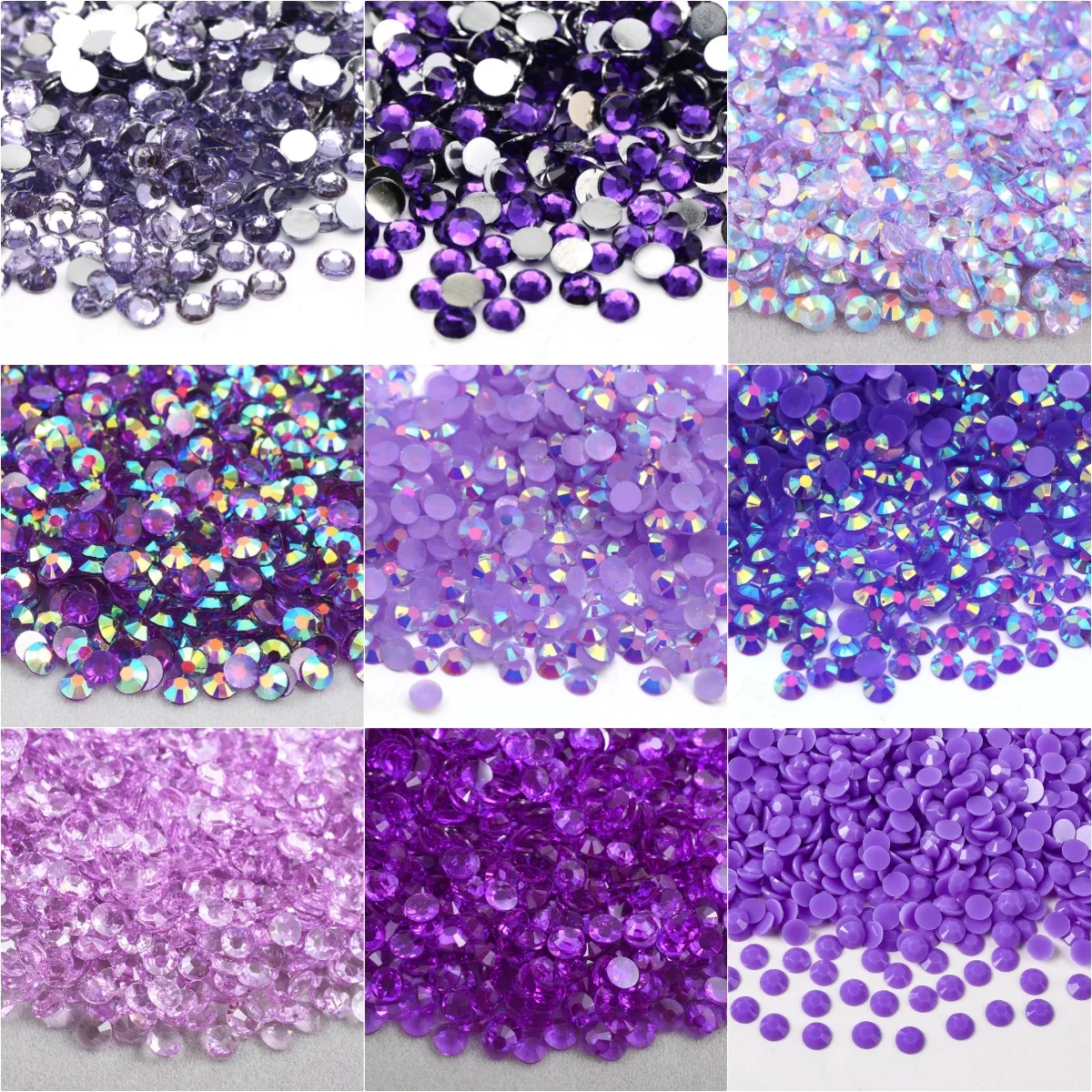 Resin Rhinestones Purple Series 5mm 1500Pcs/Package 13 Popular Colour Resin Flatback Loose Rhinestones  for Nail Art, Clothing