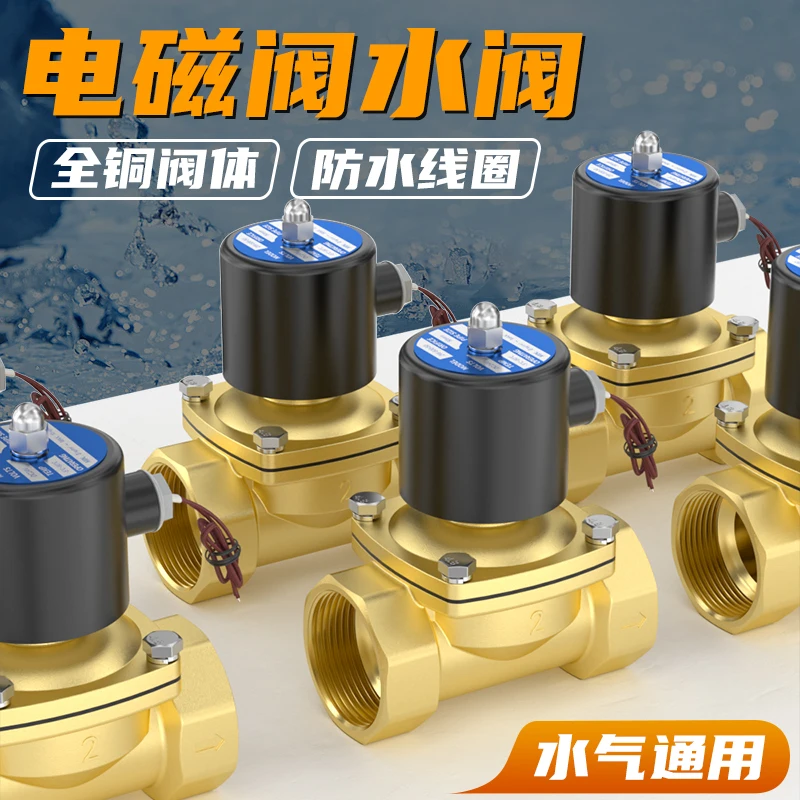 

2W normally closed water inlet 24V solenoid valve 220V copper switch valve 1 inch drain control valve