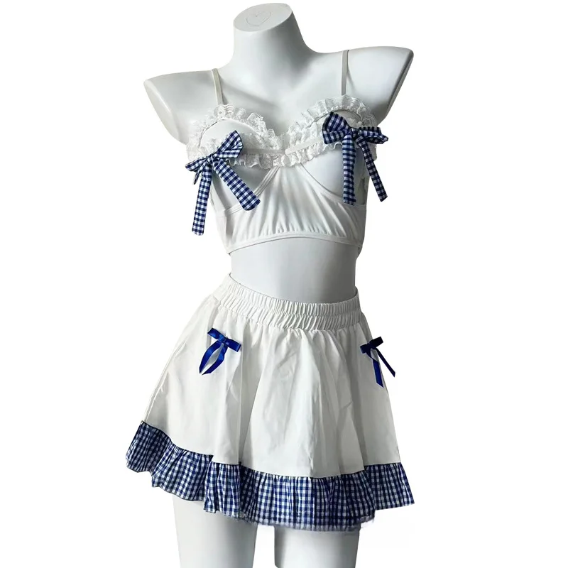 일본 애니메이션 메이드 코스프레 코스튬 여성 섹시 란제리, 할로우 가슴 유니폼, 롤플레잉 스위트 여고생 의상, 나이트 클럽웨어