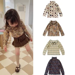 New autumn winter M&P kids tops and knit skirts clothing sets girls cute print long sleeve t shirts outwear clothes