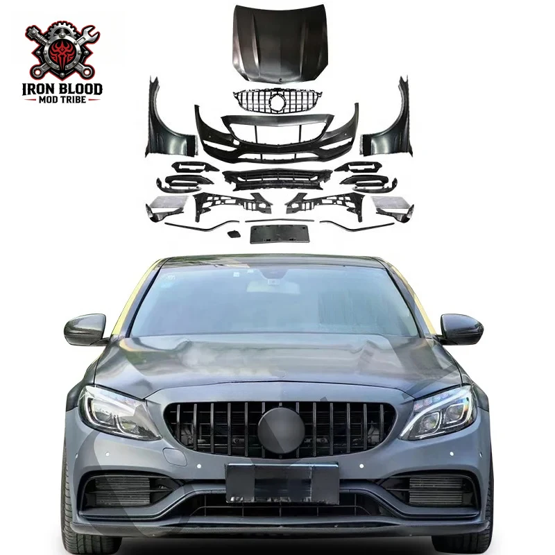 

Suitable For 1:1 C Class W205 C205 Coupe Normal Upgrade C63S AMG 1:1 Body Kit Hood Fenders 2014-2021