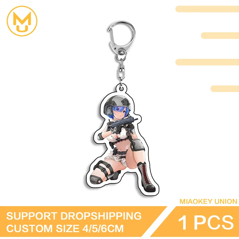 Rem Alluring Bikini Waifu Enchanting Unique Ingenious Double Sided Acrylic Keychain Chic Anime Jewelry Accessories Gifts