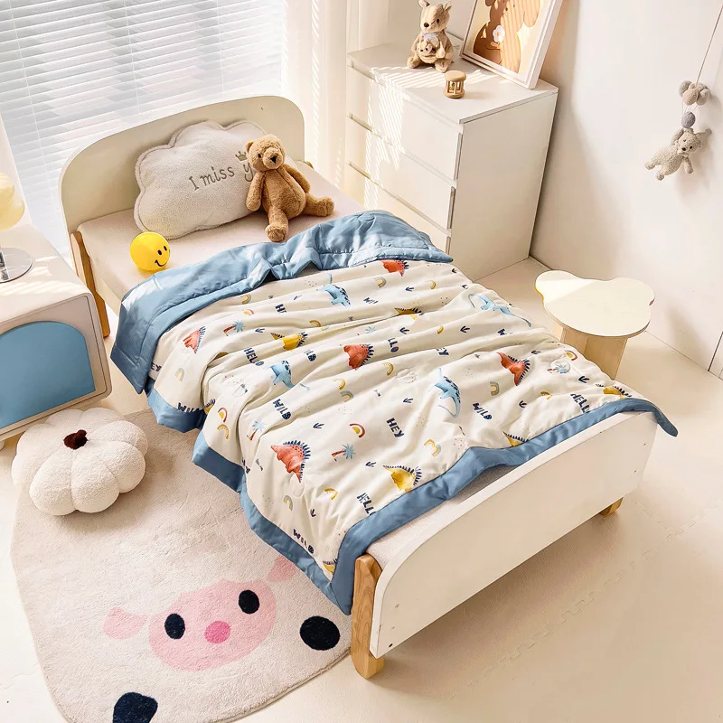 

Children'S Cartoon Tencel Duvet Airable Cover Soybean Quilt Student Dormitory Summer Blanket Kindergarten Nap Comf