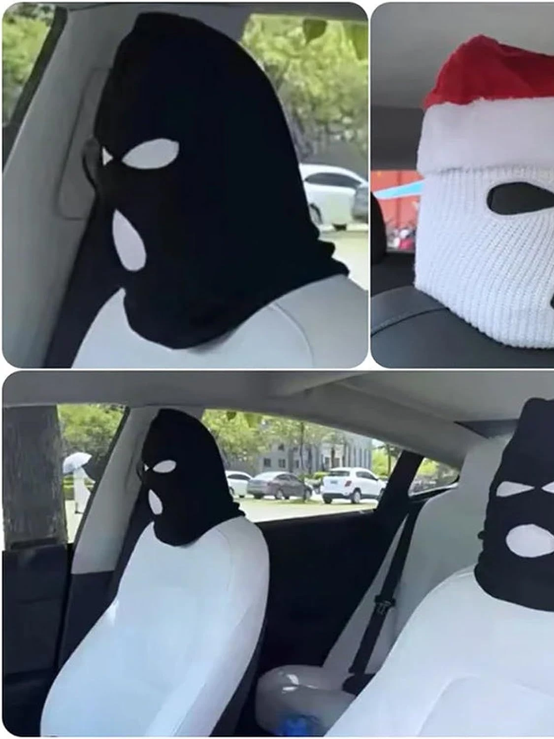 Car Creative Mask Headrest Sheath Halloween Funny Head Cover Car Creative Face Mask