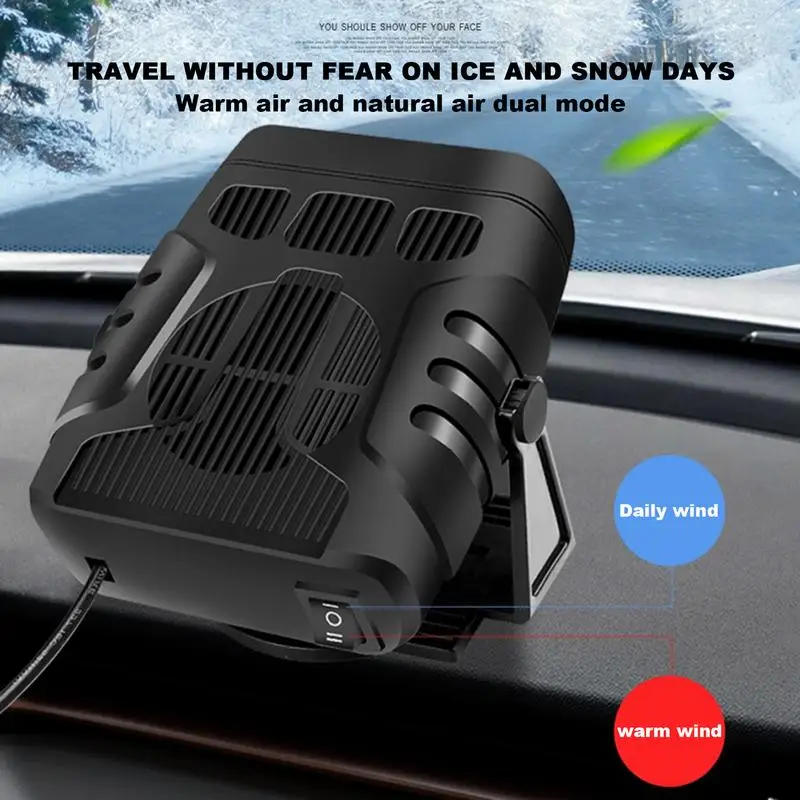 Car Heater 12V Portable Heater For Car 12V 24V 2 In 1 Heating Fan Auto 360 Degree Rotation Heater Fan Defroster Demister Car