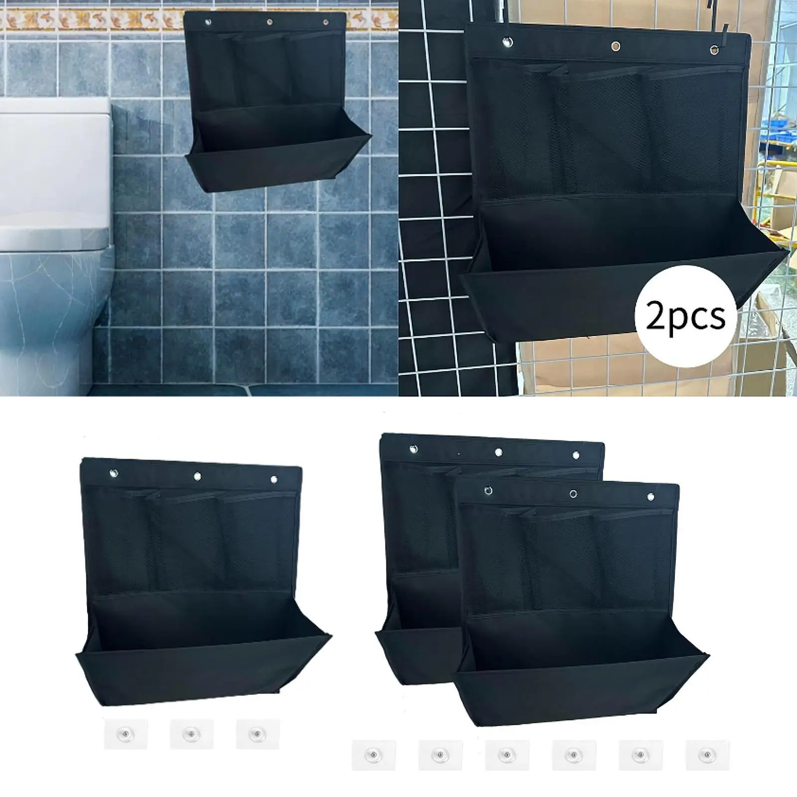 Bolsa de almacenamiento colgante, color negro, multiusos, fácil instalación, tela Oxford, ahorro de espacio para zapatos, baño, guardería, juguetes, pared del dormitorio