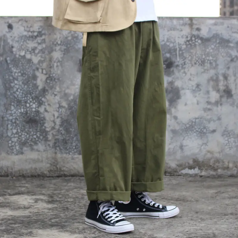 

2023 Spring Autumn Men's New Solid Color Casual Trousers Male Hiphop Loose Cargo Pants Men High Waist Wide Leg Pants F615