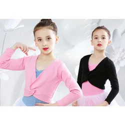 Ropa de baile para niños, abrigo de chal de terciopelo grueso de manga larga, chaleco de baile para niña, leotardos de Ballet para mujer