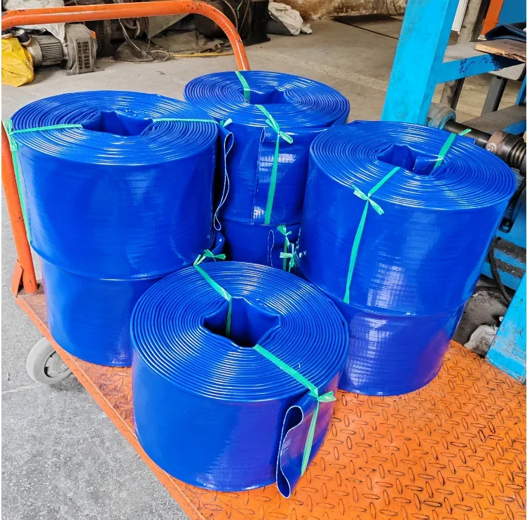 Selang drainase saluran irigasi, ukuran besar tekanan tinggi 6 inci 6Bar X19.5m fleksibel PVC Lay datar