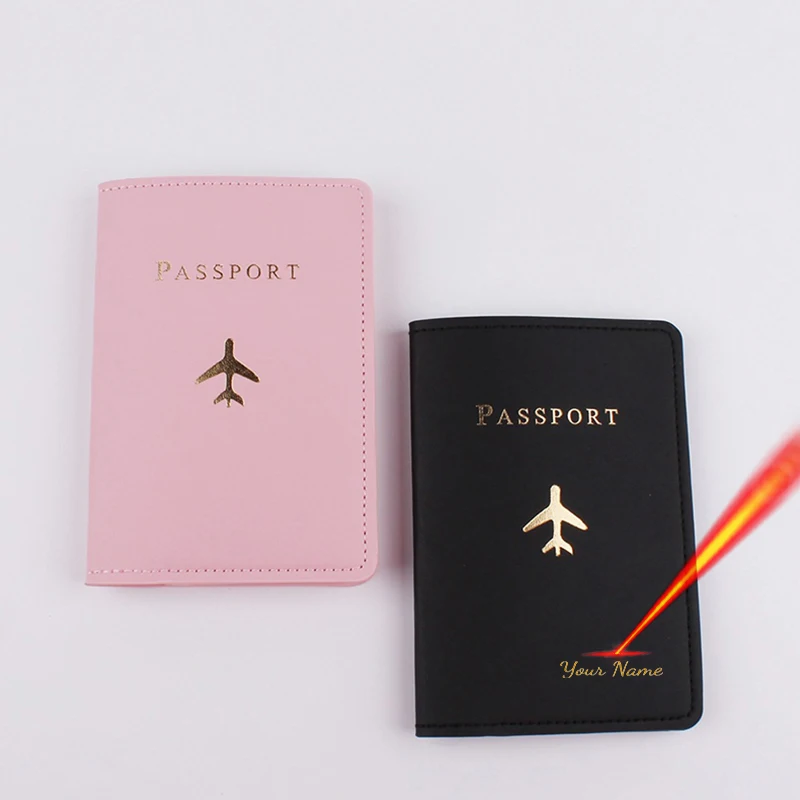 

Обложка для паспорта с индивидуальным именем для мужчин и женщин, чехол с логотипом самолета для паспортов, модный дорожный кошелек, держатель для билетов