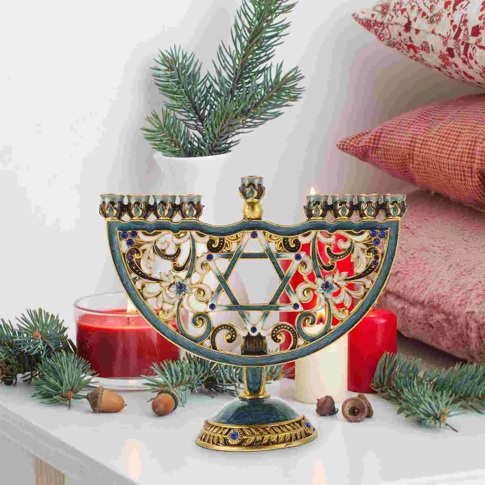 

Menorah Candelabra Holder Table Ornament Alloy Candlestick Wedding Holders Centerpiece Supplies