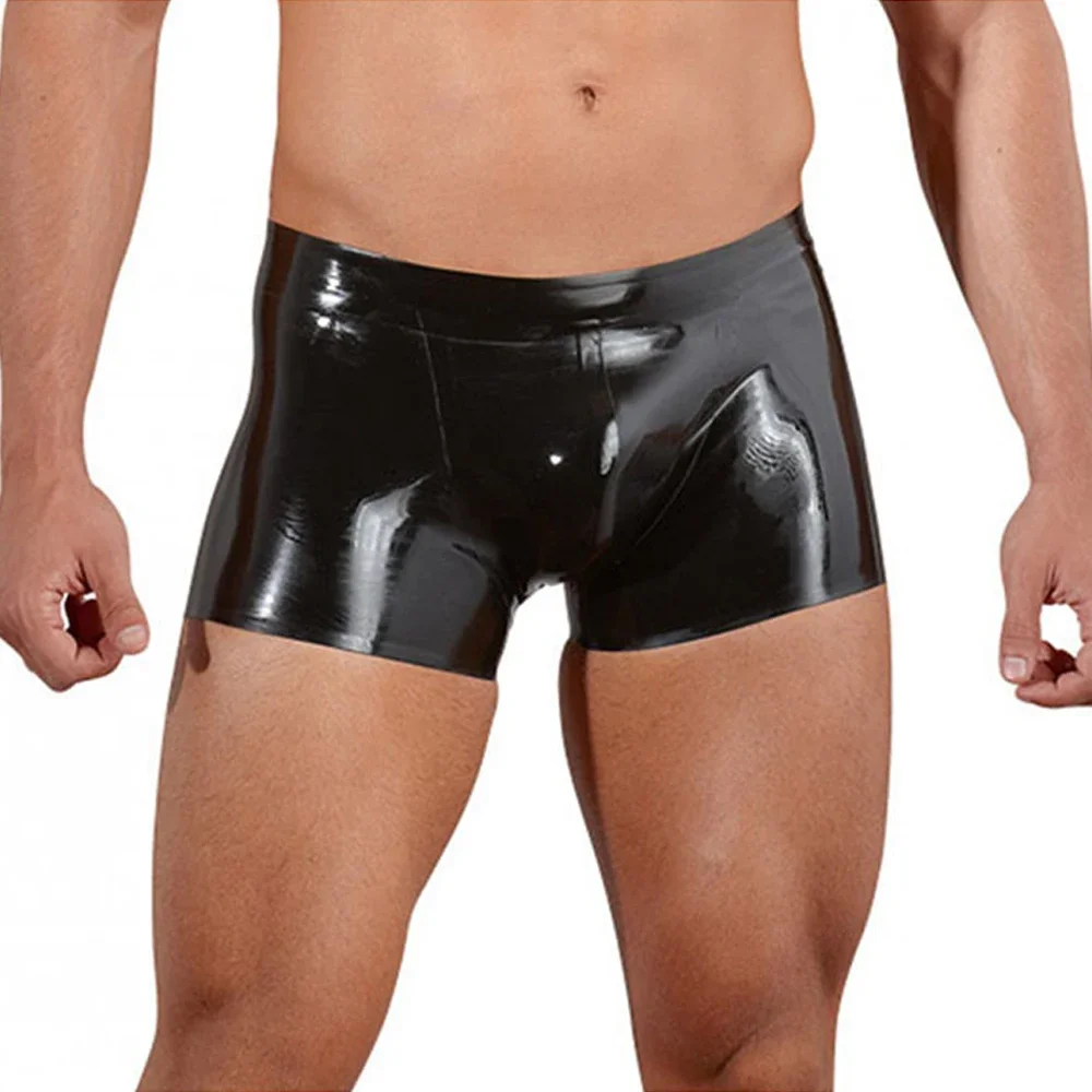 

Faux Leather Boxers Black Wetlook Vinyl Leather Lingerie Sexy Men Boxers Shorts Shiny Sheath Cool Male Gay Club Underwear