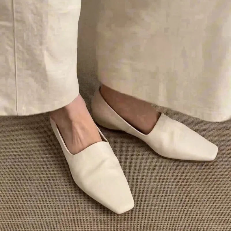Retro Flat Loafers Women's Slip-on British Style Square Toe Single Shoes view 4