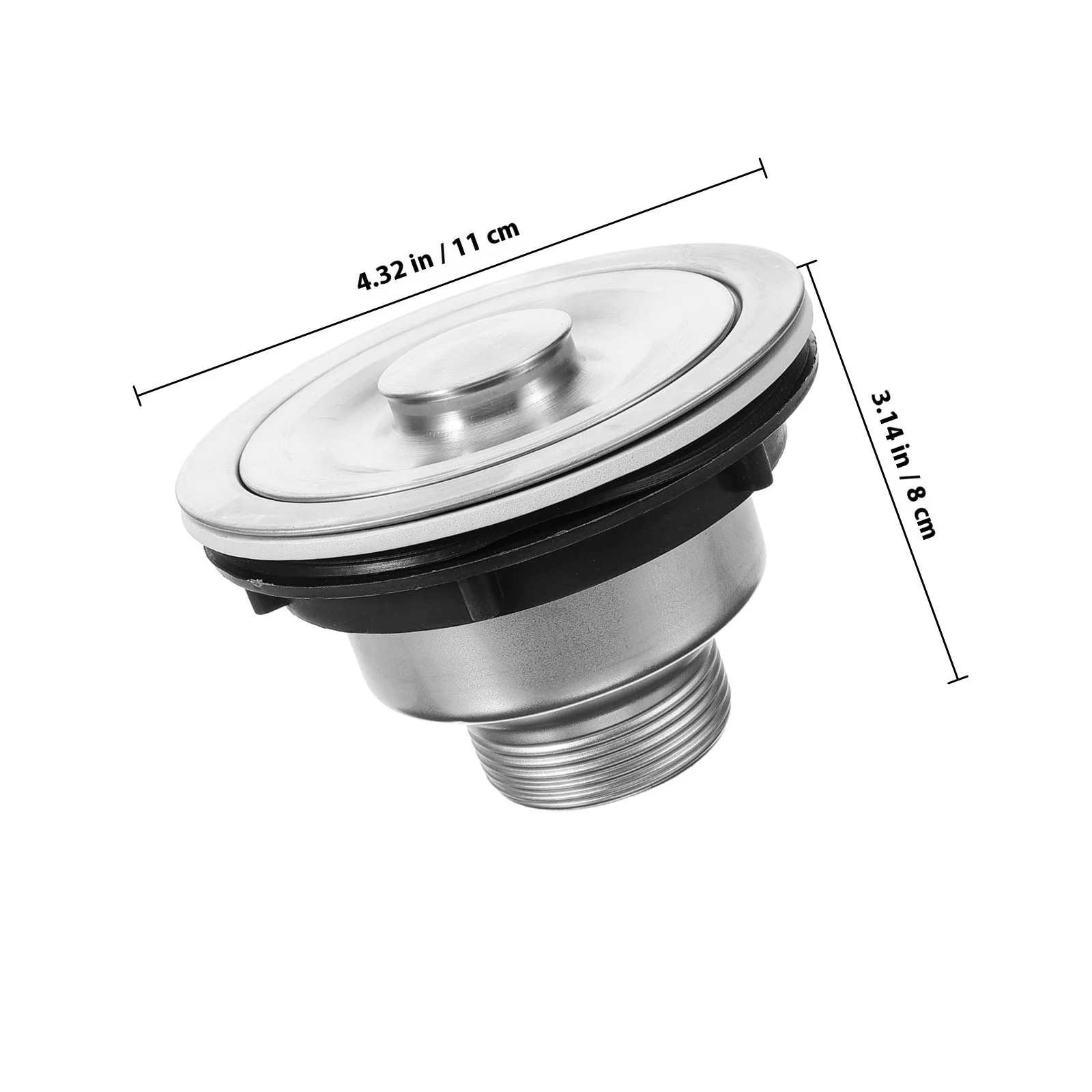 Stainless Steel Drain Kitchen Sink Drain Assembly Removable Deep Waste Basket Strainer Modern Round Design Dishwasher Safe Heavy